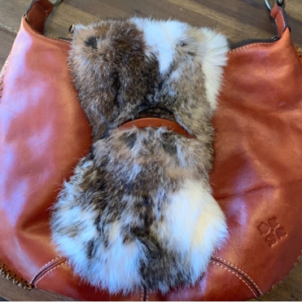 Patricia Nash Rabbit Fur Geniune leather Hobo style Handbag